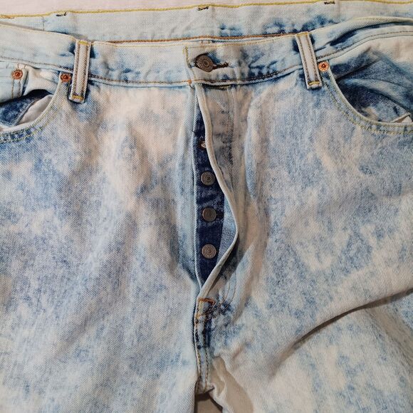 Levis 501 XX Jeans Mens 42x30 Blue Acid Wash Straight Leg Button Fly Denim - Picture 5 of 7